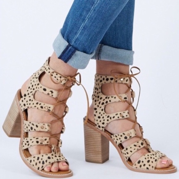 leopard print lace up sandals